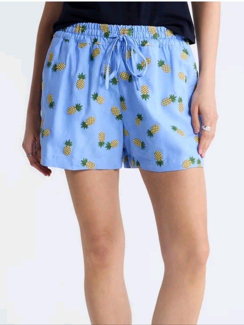 Free Assembly Women's and Women's Plus Linen Blend Print Shorts, 7" Inseam
